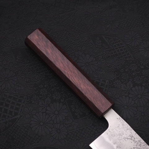 Santoku Silver Steel #3 Nashiji Purple Urushi Handle 165mm (6.5”)-[Musashi]-[Japanese-Kitchen-Knives]
