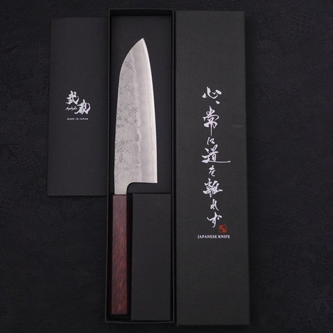 Santoku Silver Steel #3 Nashiji Purple Urushi Handle 165mm (6.5”)-[Musashi]-[Japanese-Kitchen-Knives]