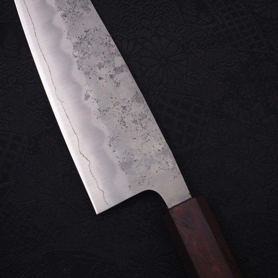 Santoku Silver Steel #3 Nashiji Purple Urushi Handle 165mm-Silver steel #3-Nashiji-Japanese Handle-[Musashi]-[Japanese-Kitchen-Knives]