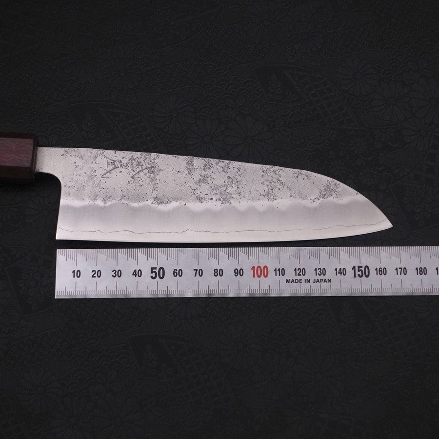 Santoku Silver Steel #3 Nashiji Purple Urushi Handle 165mm-Silver steel #3-Nashiji-Japanese Handle-[Musashi]-[Japanese-Kitchen-Knives]