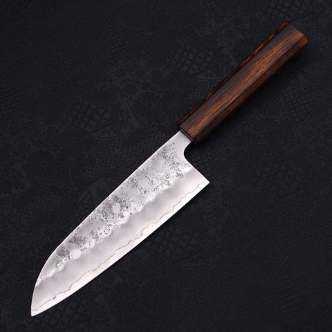 Santoku Silver Steel #3 Nashiji Sumi Urushi Handle 165mm (6.5”)-[Musashi]-[Japanese-Kitchen-Knives]