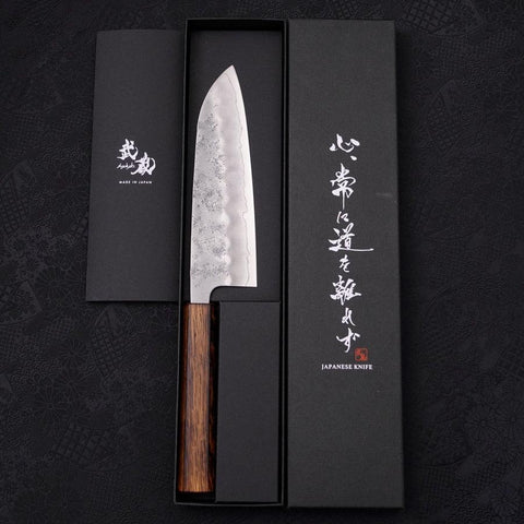 Santoku Silver Steel #3 Nashiji Sumi Urushi Handle 165mm (6.5”)-[Musashi]-[Japanese-Kitchen-Knives]