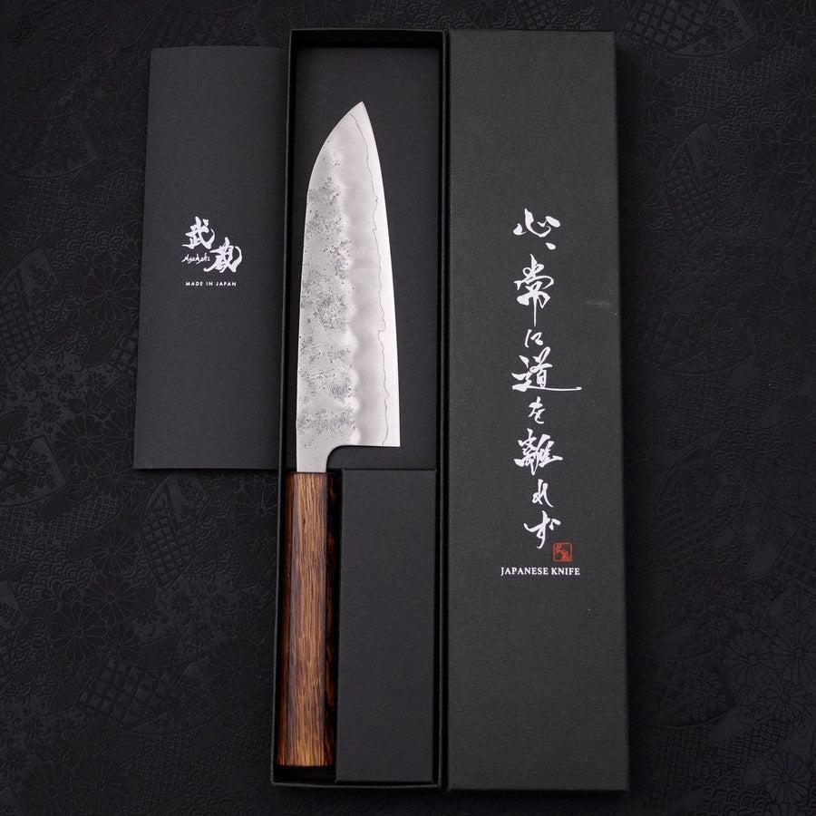 Santoku Silver Steel #3 Nashiji Sumi Urushi Handle 165mm-Silver steel #3-Nashiji-Japanese Handle-[Musashi]-[Japanese-Kitchen-Knives]