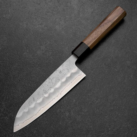 Santoku Silver Steel #3 Nashiji Walnut Handle 165mm (6.5”)-[Musashi]-[Japanese-Kitchen-Knives]