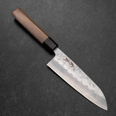 Santoku Silver Steel #3 Nashiji Walnut Handle 165mm-[Musashi]-[Japanese-Kitchen-Knives]