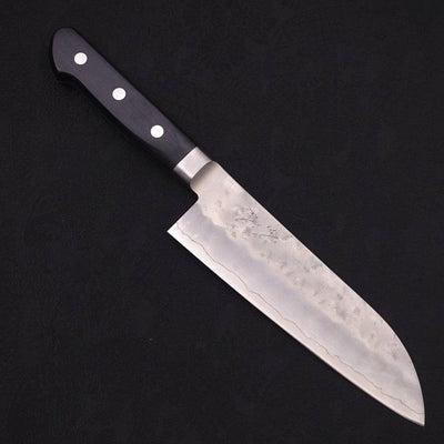 Santoku Silver Steel #3 Nashiji Western Black Handle 165mm-Silver steel #3-Nashiji-Western Handle-[Musashi]-[Japanese-Kitchen-Knives]