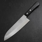 Santoku Silver Steel #3 Nashiji Western Black Handle 180mm (7”)-[Musashi]-[Japanese-Kitchen-Knives]