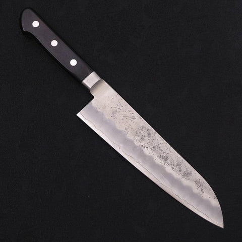 Santoku Silver Steel #3 Nashiji Western Black Handle 180mm (7”)-[Musashi]-[Japanese-Kitchen-Knives]