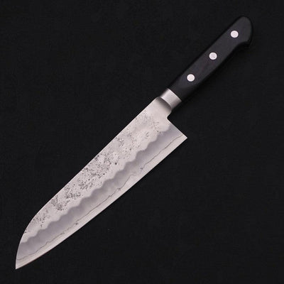 Santoku Silver Steel #3 Nashiji Western Black Handle 180mm-Silver steel #3-Nashiji-Western Handle-[Musashi]-[Japanese-Kitchen-Knives]