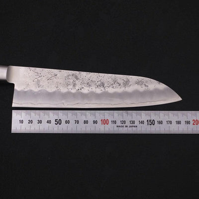 Santoku Silver Steel #3 Nashiji Western Black Handle 180mm-Silver steel #3-Nashiji-Western Handle-[Musashi]-[Japanese-Kitchen-Knives]