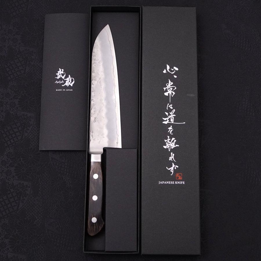 Santoku Silver Steel #3 Nashiji Western Handle 180mm-Silver steel #3-Nashiji-Western Handle-[Musashi]-[Japanese-Kitchen-Knives]