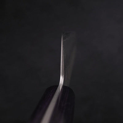 Santoku Silver Steel #3 Nashiji Western Purple Handle 180mm-Silver steel #3-Nashiji-Western Handle-[Musashi]-[Japanese-Kitchen-Knives]