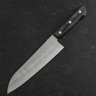 Santoku Silver Steel #3 Nashiji Western Purple Handle 180mm (Tsuba-Nashi) (7”)-[Musashi]-[Japanese-Kitchen-Knives]