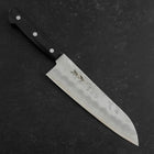Santoku Silver Steel #3 Nashiji Western Purple Handle 180mm (Tsuba-Nashi) (7”)-[Musashi]-[Japanese-Kitchen-Knives]