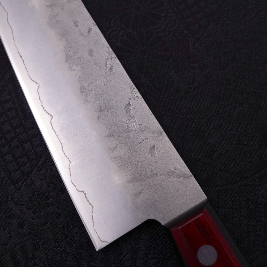 Santoku Silver Steel #3 Nashiji Western Red Handle 165mm-Silver steel #3-Nashiji-Western Handle-[Musashi]-[Japanese-Kitchen-Knives]