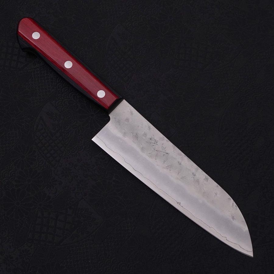 Santoku Silver Steel #3 Nashiji Western Red Handle 165mm-Silver steel #3-Nashiji-Western Handle-[Musashi]-[Japanese-Kitchen-Knives]