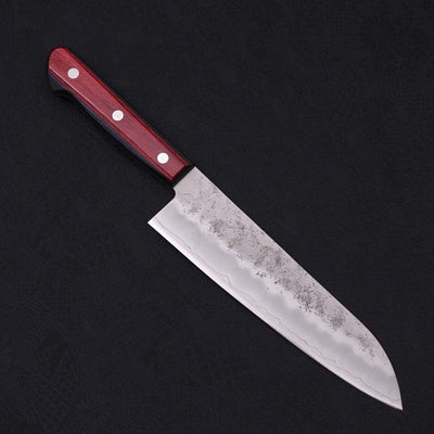 Santoku Silver Steel #3 Nashiji Western Red Handle 180mm-Silver steel #3-Nashiji-Western Handle-[Musashi]-[Japanese-Kitchen-Knives]