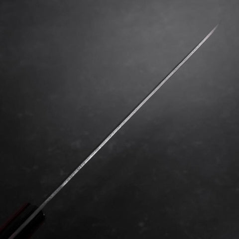 Santoku Silver Steel #3 Nashiji Western Red Handle 180mm (Tsuba-Nashi) (7”)-[Musashi]-[Japanese-Kitchen-Knives]