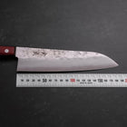 Santoku Silver Steel #3 Nashiji Western Red Handle 180mm (Tsuba-Nashi) (7”)-[Musashi]-[Japanese-Kitchen-Knives]