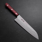 Santoku Silver Steel #3 Nashiji Western Red Handle 180mm (Tsuba-Nashi) (7”)-[Musashi]-[Japanese-Kitchen-Knives]