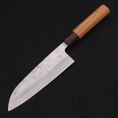 Santoku Silver Steel #3 Nashiji Zelkova Handle 165mm (6.5”)-[Musashi]-[Japanese-Kitchen-Knives]