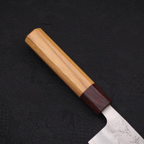 Santoku Silver Steel #3 Nashiji Zelkova Handle 165mm (6.5”)-[Musashi]-[Japanese-Kitchen-Knives]