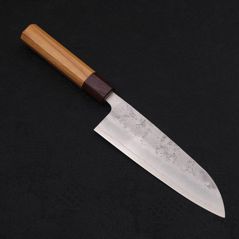 Santoku Silver Steel #3 Nashiji Zelkova Handle 165mm (6.5”)-[Musashi]-[Japanese-Kitchen-Knives]