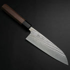 Santoku Silver Steel #3 Nawame Damascus Buffalo Walnut Handle 165mm-[Musashi]-[Japanese-Kitchen-Knives]