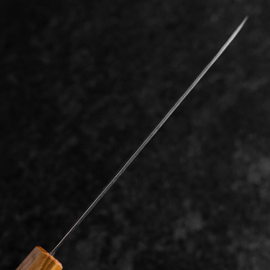 Santoku Silver Steel #3 Nawame Damascus Oak Handle 165mm-[Musashi]-[Japanese-Kitchen-Knives]