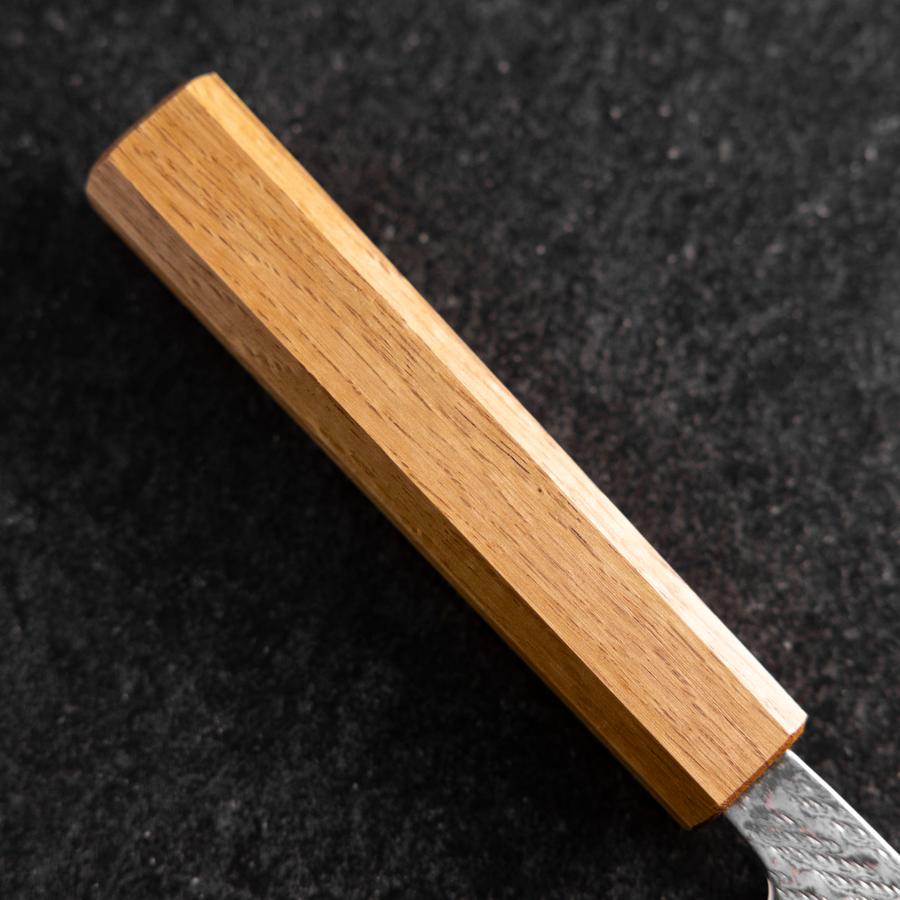 Santoku Silver Steel #3 Nawame Damascus Oak Handle 165mm-[Musashi]-[Japanese-Kitchen-Knives]