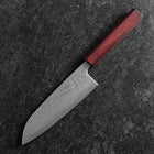 Santoku Silver Steel #3 Nawame Damascus Purple Urushi Handle 165mm-[Musashi]-[Japanese-Kitchen-Knives]