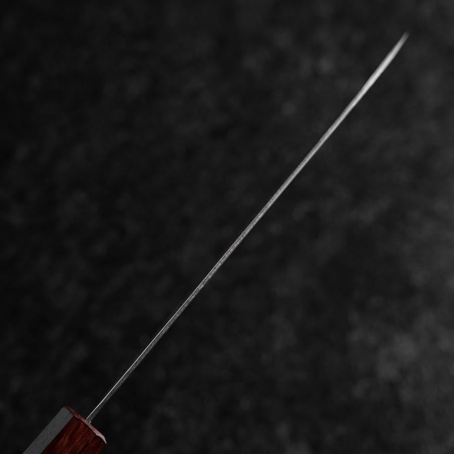 Santoku Silver Steel #3 Nawame Damascus Purple Urushi Handle 165mm-[Musashi]-[Japanese-Kitchen-Knives]