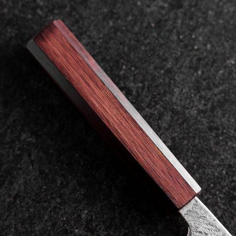 Santoku Silver Steel #3 Nawame Damascus Purple Urushi Handle 165mm-[Musashi]-[Japanese-Kitchen-Knives]