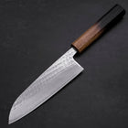 Santoku Silver Steel #3 Nawame Damascus Yaki Urushi Handle 165mm-[Musashi]-[Japanese-Kitchen-Knives]