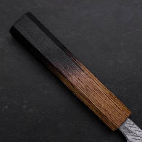 Santoku Silver Steel #3 Nawame Damascus Yaki Urushi Handle 165mm-[Musashi]-[Japanese-Kitchen-Knives]