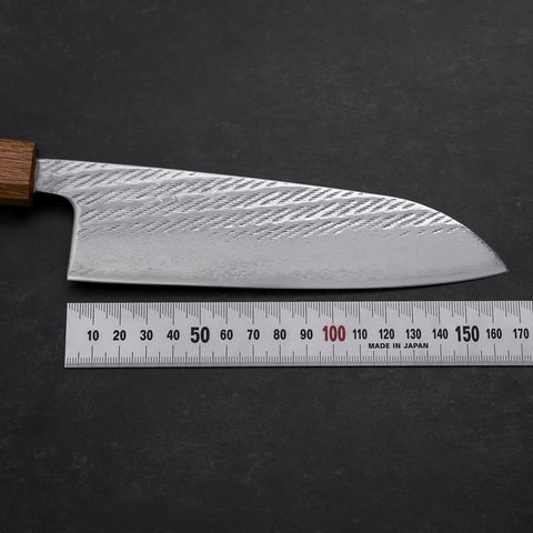 Santoku Silver Steel #3 Nawame Damascus Yaki Urushi Handle 165mm-[Musashi]-[Japanese-Kitchen-Knives]