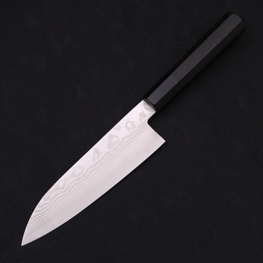 Santoku Silver Steel #3 Nickel Damascus Buffalo Ebony Handle 165mm-Silver steel #3-Damascus-Japanese Handle-[Musashi]-[Japanese-Kitchen-Knives]