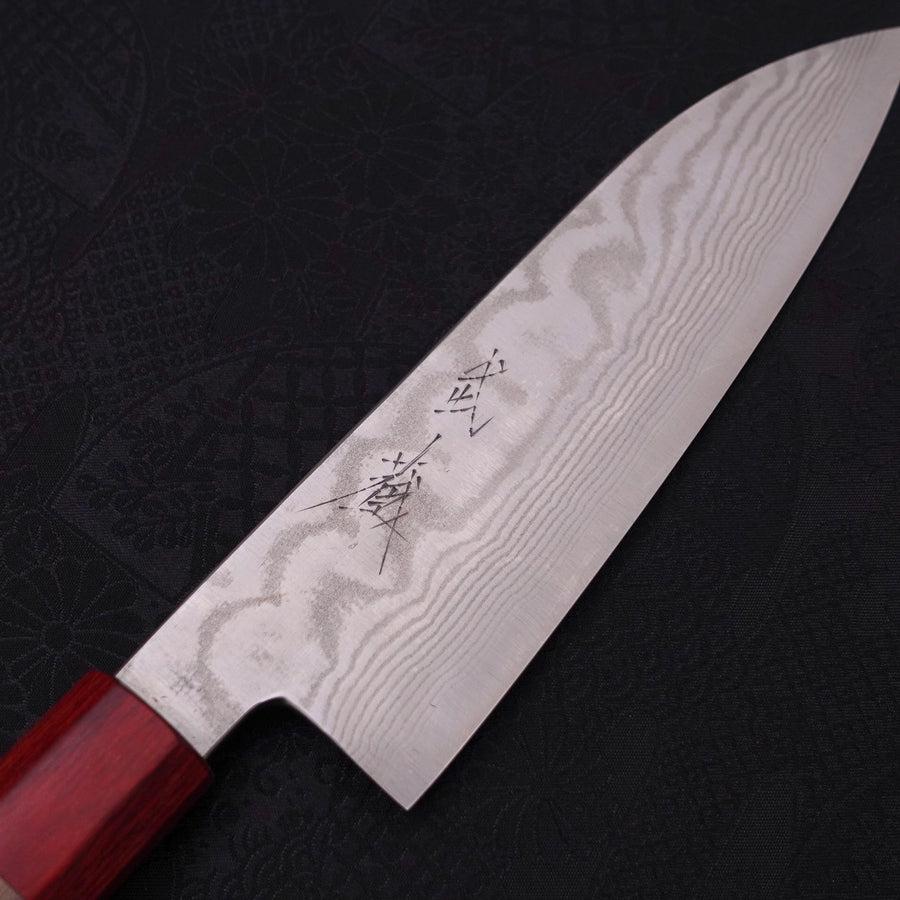 Santoku Silver Steel #3 Nickel Damascus Walnut Red Handle 165mm-Silver steel #3-Damascus-Japanese Handle-[Musashi]-[Japanese-Kitchen-Knives]