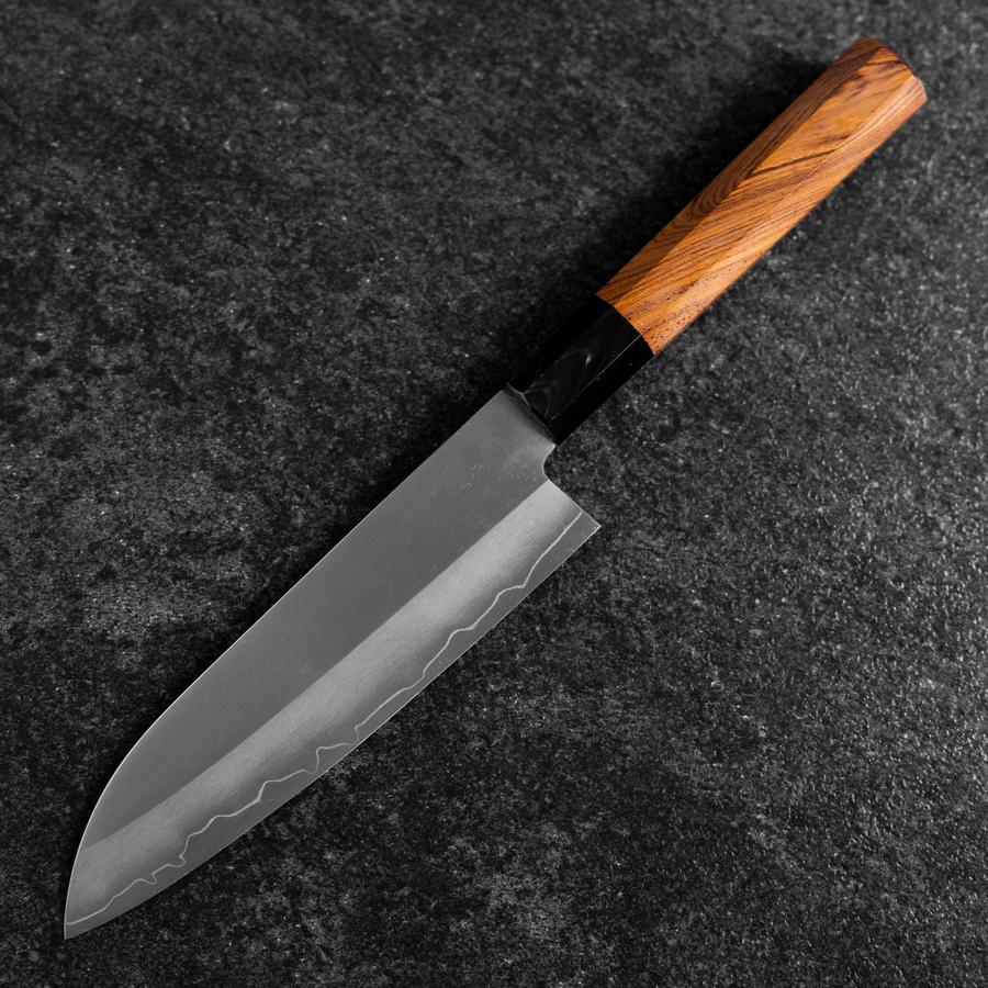 Santoku Silver Steel #3 Polished Buffalo Bubinga Handle 170mm-[Musashi]-[Japanese-Kitchen-Knives]