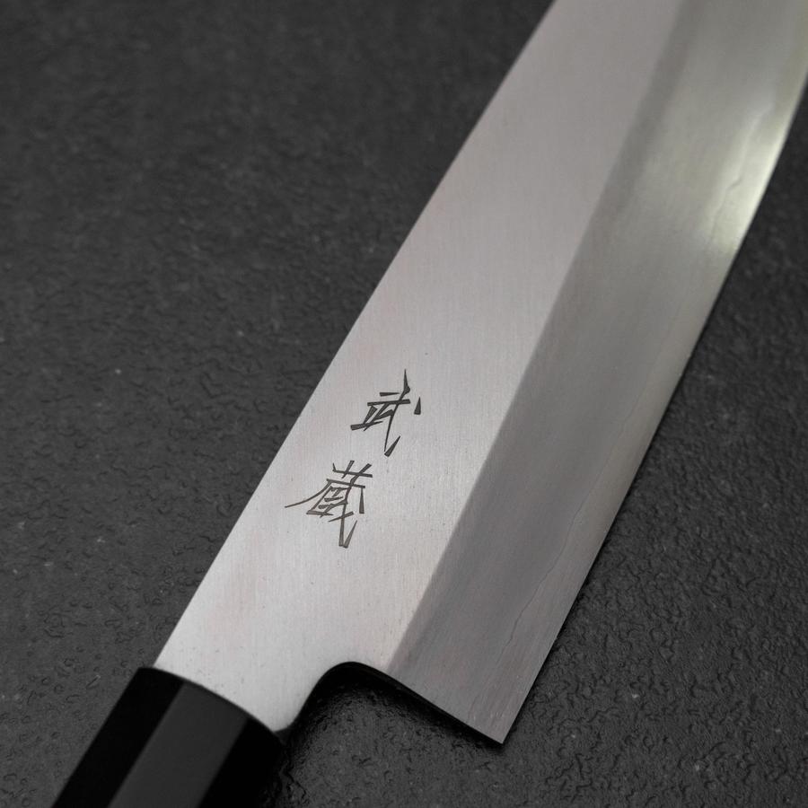 Santoku Silver Steel #3 Polished Buffalo Ebony Handle 165mm (6.5”)-[Musashi]-[Japanese-Kitchen-Knives]