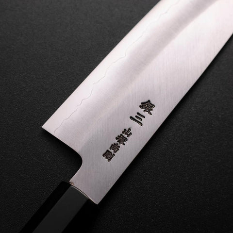 Santoku Silver Steel #3 Polished Buffalo Walnut Handle 155mm-[Musashi]-[Japanese-Kitchen-Knives]