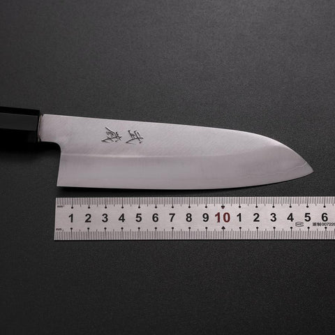Santoku Silver Steel #3 Polished Buffalo Walnut Handle 155mm-[Musashi]-[Japanese-Kitchen-Knives]
