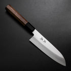 Santoku Silver Steel #3 Polished Buffalo Walnut Handle 155mm-[Musashi]-[Japanese-Kitchen-Knives]