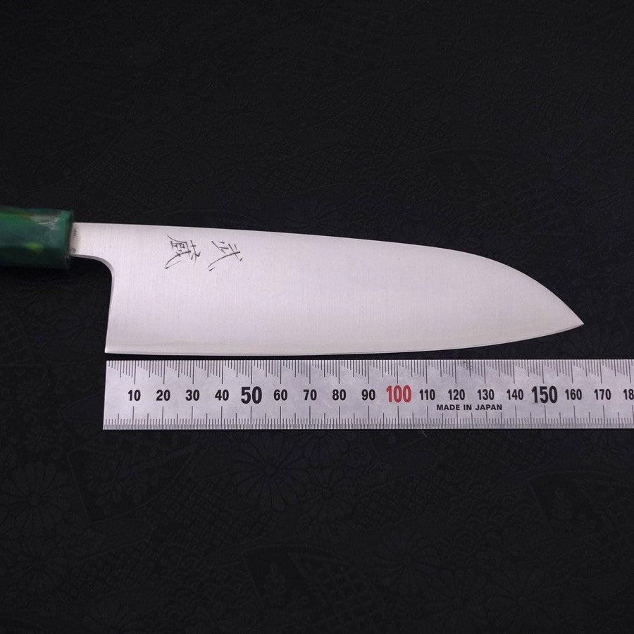 Santoku Silver Steel #3 Polished Ocean Green Handle 165mm-Silver steel #3-Polished-Japanese Handle-[Musashi]-[Japanese-Kitchen-Knives]