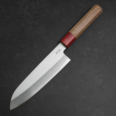 Santoku Silver Steel #3 Polished Walnut Handle 165mm (6.5”)-[Musashi]-[Japanese-Kitchen-Knives]