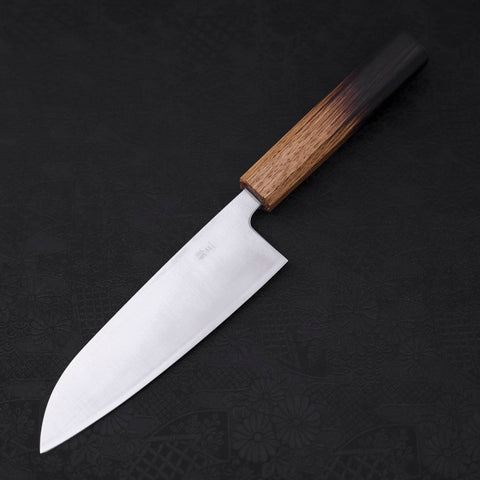 Santoku Silver Steel #3 Polished Yaki Urushi Handle 165mm (6.5”)-[Musashi]-[Japanese-Kitchen-Knives]