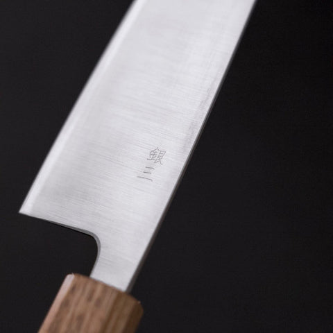 Santoku Silver Steel #3 Polished Yaki Urushi Handle 165mm (6.5”)-[Musashi]-[Japanese-Kitchen-Knives]