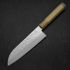 Santoku Silver Steel #3 Tsuchime Damascus Buffalo Magnolia Handle 170mm (6.7”)-[Musashi]-[Japanese-Kitchen-Knives]