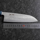Santoku Silver Steel #3 Tsuchime Damascus Dark Blue Urushi Handle 170mm-[Musashi]-[Japanese-Kitchen-Knives]