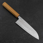 Santoku Silver Steel #3 Tsuchime Damascus Oak Handle 170mm (6.7”)-[Musashi]-[Japanese-Kitchen-Knives]
